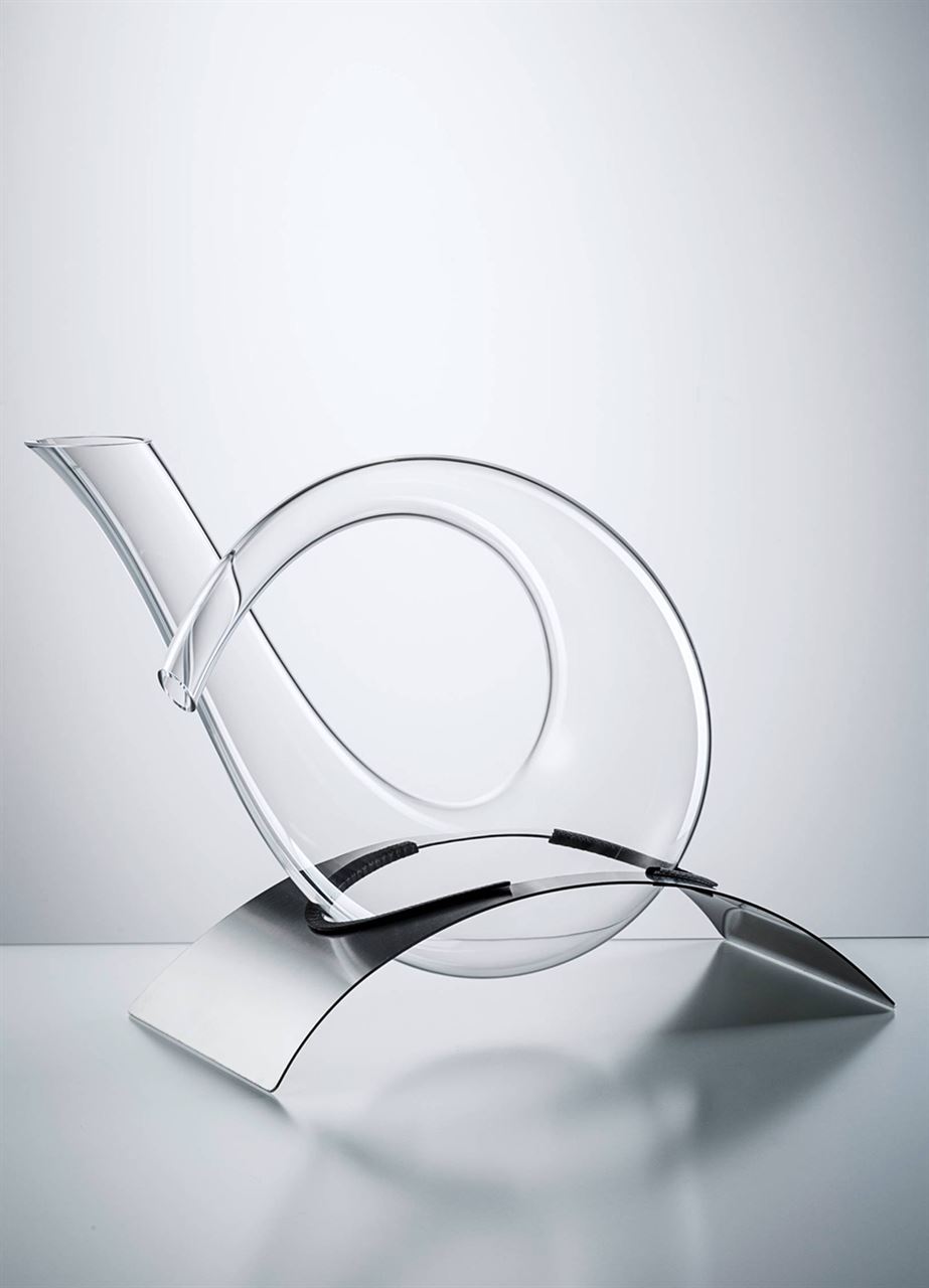 773.15, Eisch Twister Decanter With Stainless Steel Base Wine Cave