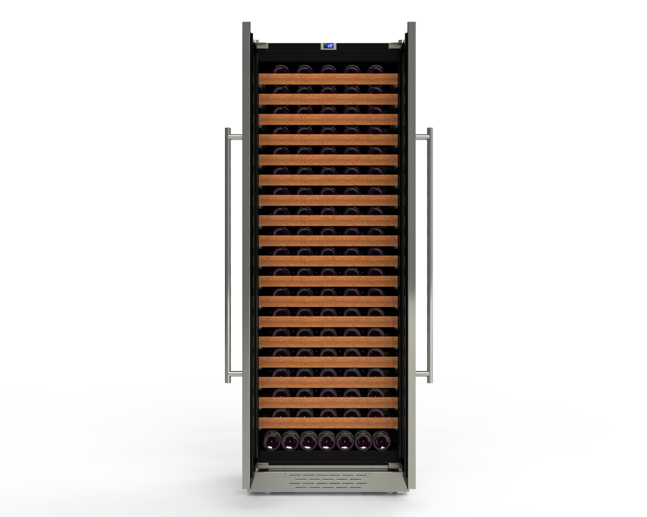 Cavavin, Majestika 209 BOTTLES, GLASS DOOR WITH STAINLESS STEEL FRAME AND BLACK METAL SIDES