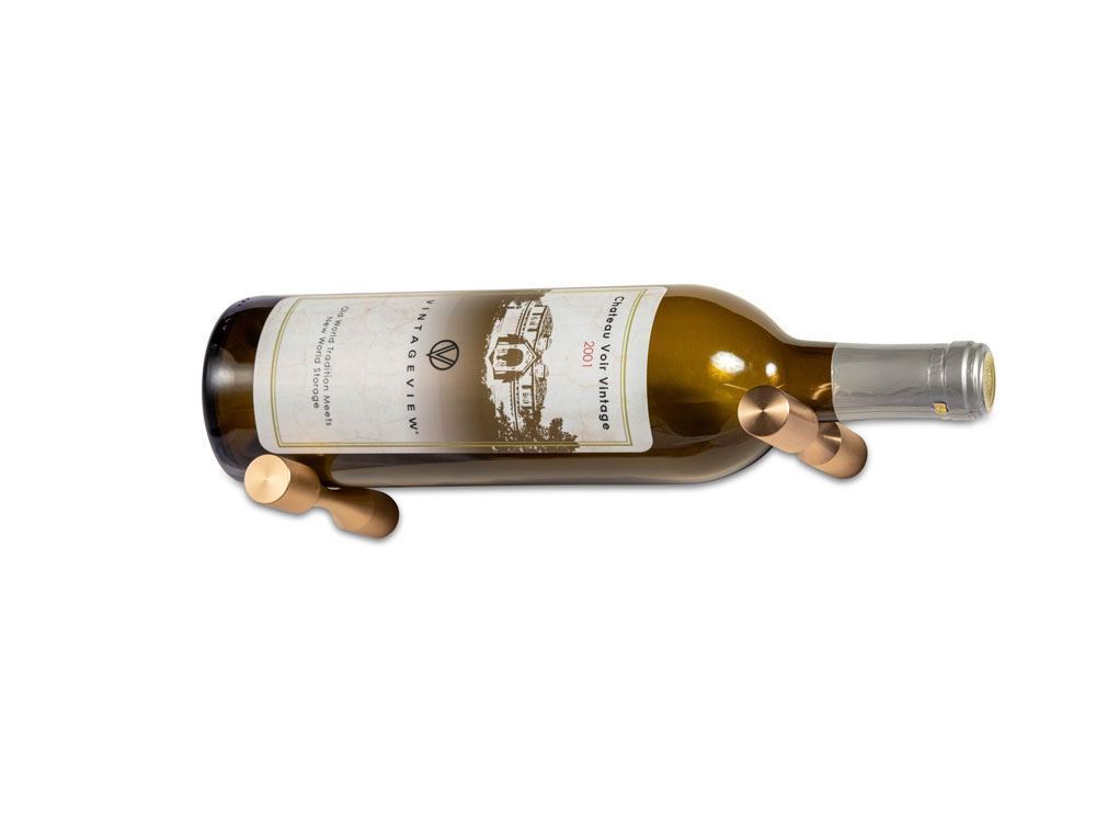 thumbnail image 2 of Matte Gold Wine Wall Mounts - Set Of 5 Aluminum Bottle Display Pegs For Home Bar Decor 2 of 12