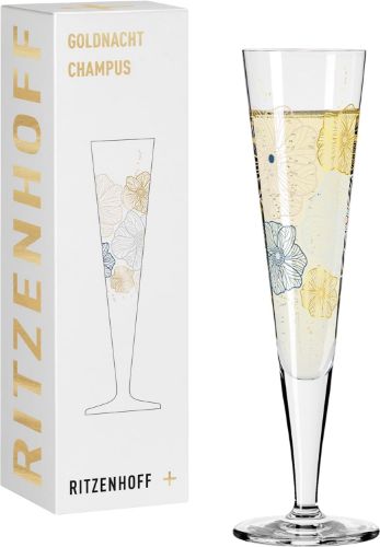 Picture of Ritzenhoff 1071036 Champagne Glass 200 ml - Goldnacht Series No. 36 - Windstone Motif with Real Gold